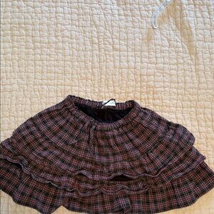 Zara Plaid Ruffle Skirt in Black and pink